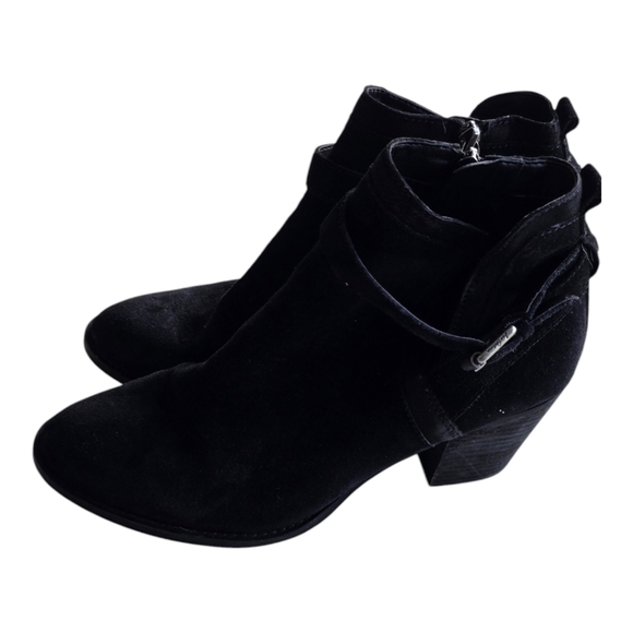 Anthropologie Sam Edelman Suede Ankle Boots 9.5M Myra Women Black Block Heel - Picture 3 of 16